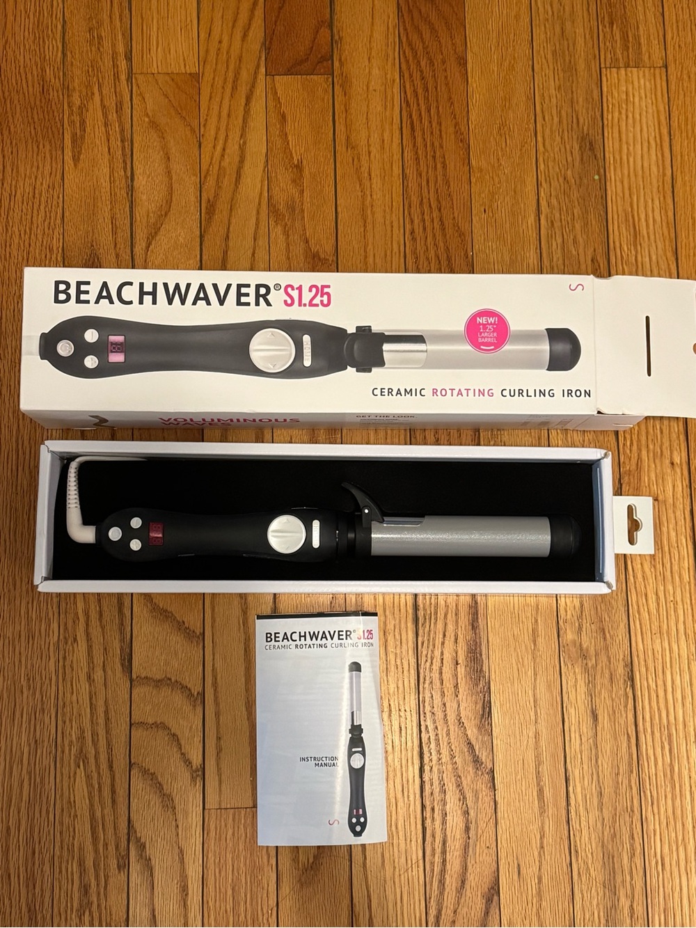 The Beachwaver Co. Ceramic Rotating Curling Iron - Black and Silver